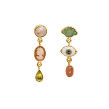 Load image into Gallery viewer, Three Charm Moving Drop Earrings - READY TO SHIP
