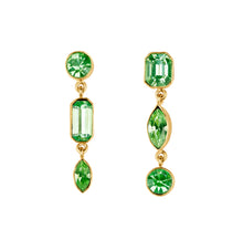 Load image into Gallery viewer, Three Drop Green Glow Earrings - READY TO SHIP
