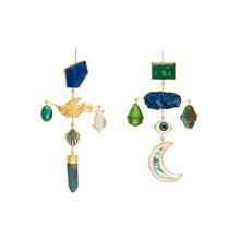 Load image into Gallery viewer, Bird and Moon Cross Drop Earrings - READY TO SHIP
