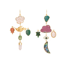 Load image into Gallery viewer, Bird and Pink Cloud Drop Earrings - READY TO SHIP
