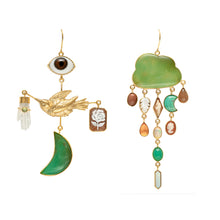 Load image into Gallery viewer, Bird and Cloud Drop Earrings
