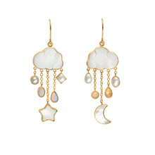 Load image into Gallery viewer, Cloud &amp; Rain Chain Drop Earrings - READY TO SHIP

