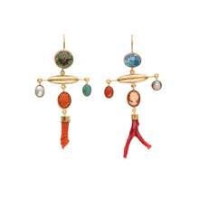 Load image into Gallery viewer, Coral &amp; Turquoise Balance Drop Earrings - READY TO SHIP
