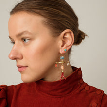 Load image into Gallery viewer, Coral &amp; Turquoise Balance Drop Earrings - READY TO SHIP
