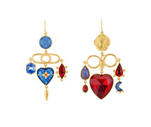 Load image into Gallery viewer, Heart &amp; Serpent Decorative Linked Balance Earrings - READY TO SHIP
