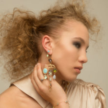 Load image into Gallery viewer, Flower and Lady Drop Earrings - READY TO SHIP
