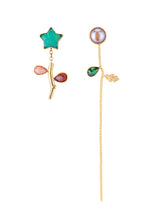 Load image into Gallery viewer, Flower Stem &amp; Chain Drop Earrings - READY TO SHIP
