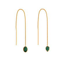 Load image into Gallery viewer, Green Thread Through Earrings - READY TO SHIP

