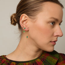 Load image into Gallery viewer, Green Thread Through Earrings - READY TO SHIP
