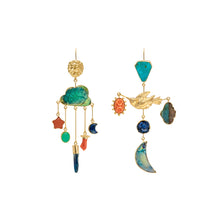 Load image into Gallery viewer, Lion and Bird Drop Earrings - READY TO SHIP
