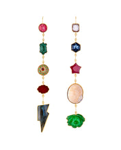 Load image into Gallery viewer, Long Lightening &amp; Flower Drop Earrings - READY TO SHIP
