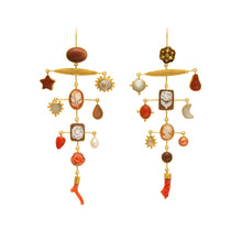 Load image into Gallery viewer, Multilayer Balance Cameo and Coral Drop Earrings - READY TO SHIP
