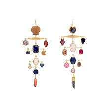 Load image into Gallery viewer, Multilayer Balance Pink &amp; Blue Drop Earrings
