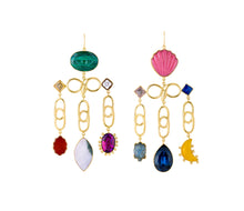 Load image into Gallery viewer, Multi Linked Charm Drop Earrings - READY TO SHIP
