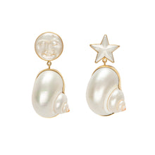 Load image into Gallery viewer, Moon and Star Shell Drops Earrings - READY TO SHIP
