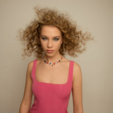 Load image into Gallery viewer, Eye Teardrop Charm Pink and Blue Necklace - READY TO SHIP
