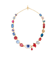 Load image into Gallery viewer, Eye Teardrop Charm Pink and Blue Necklace - READY TO SHIP
