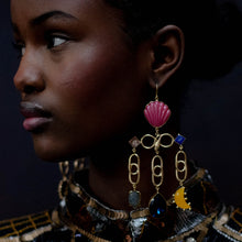 Load image into Gallery viewer, Multi Linked Charm Drop Earrings - READY TO SHIP
