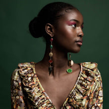 Load image into Gallery viewer, Long Lightening &amp; Flower Drop Earrings - READY TO SHIP
